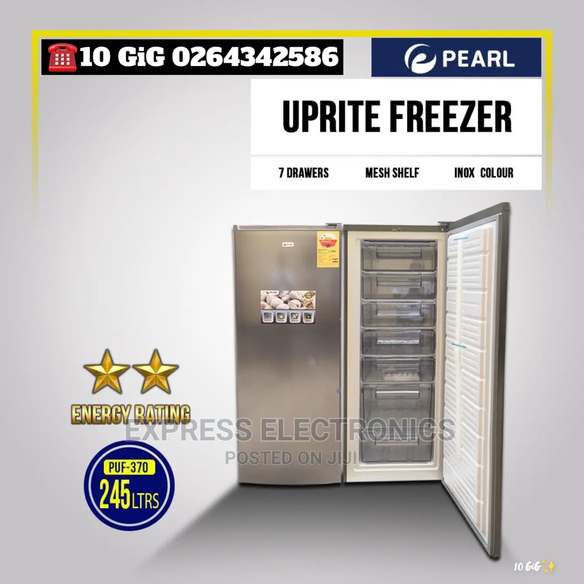 Puf-370—Pearl Upright Freezer Top Fridge