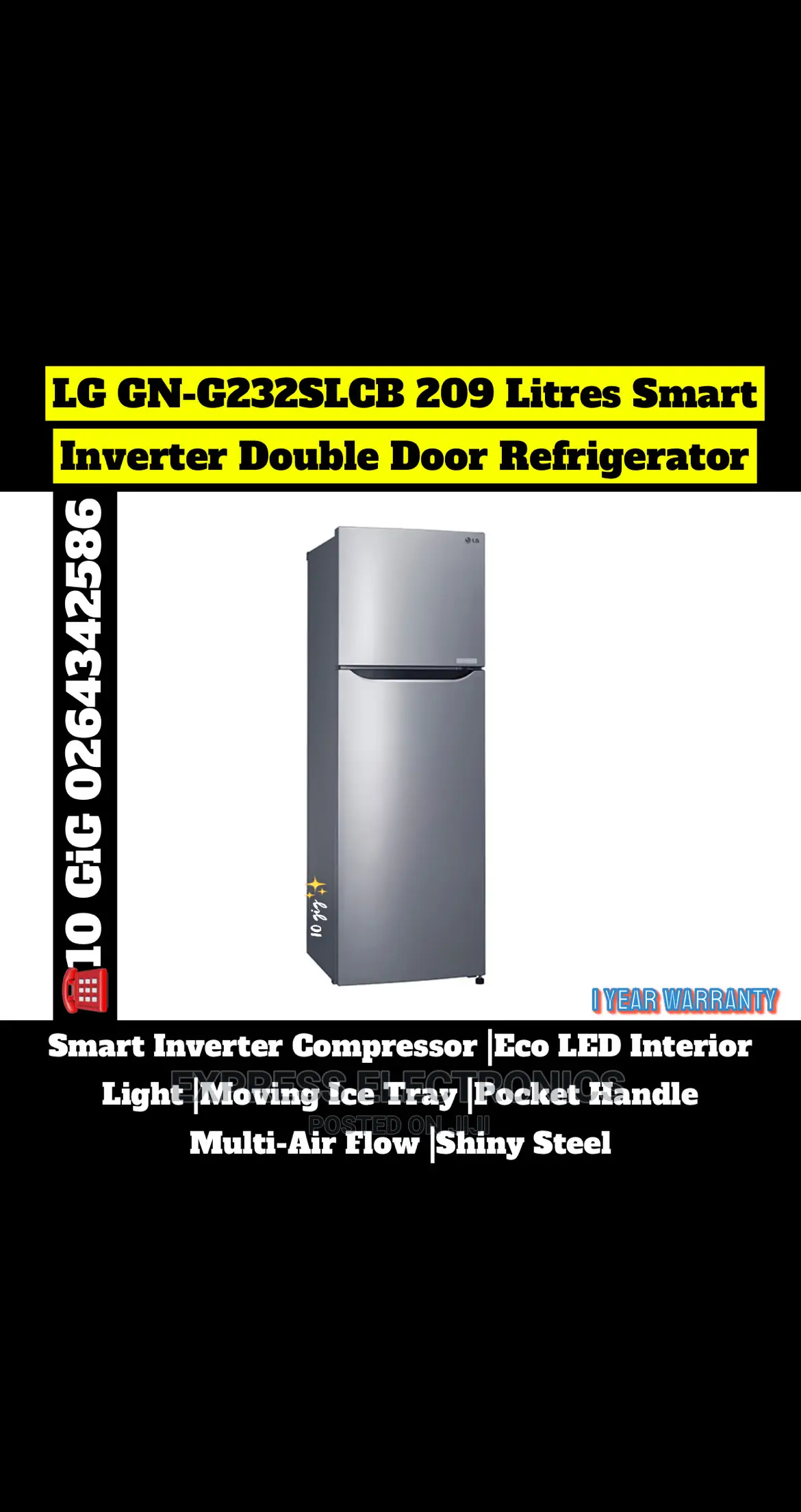 LG GN-G382SLCB 209L Top Freezer With Inverterlinearcompresso