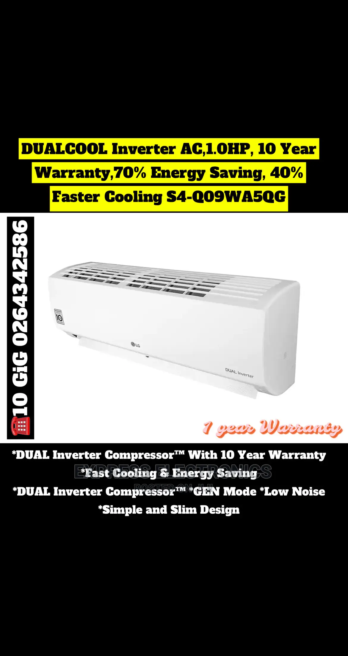 Best Quality LG Dualcool Inverter AC 2.5HP (S4-Q24k2rtd)