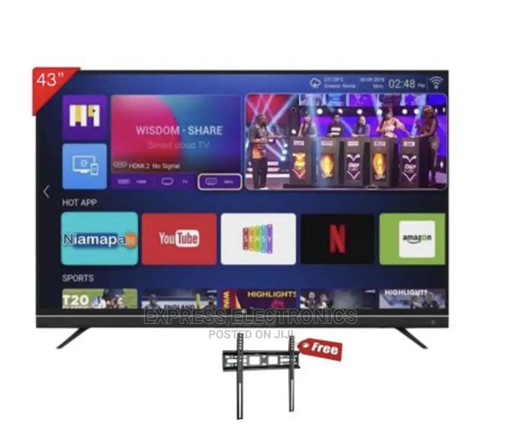 Nasco 43'' Smart Android TV - HDMI - USB + Free Wall Hanger