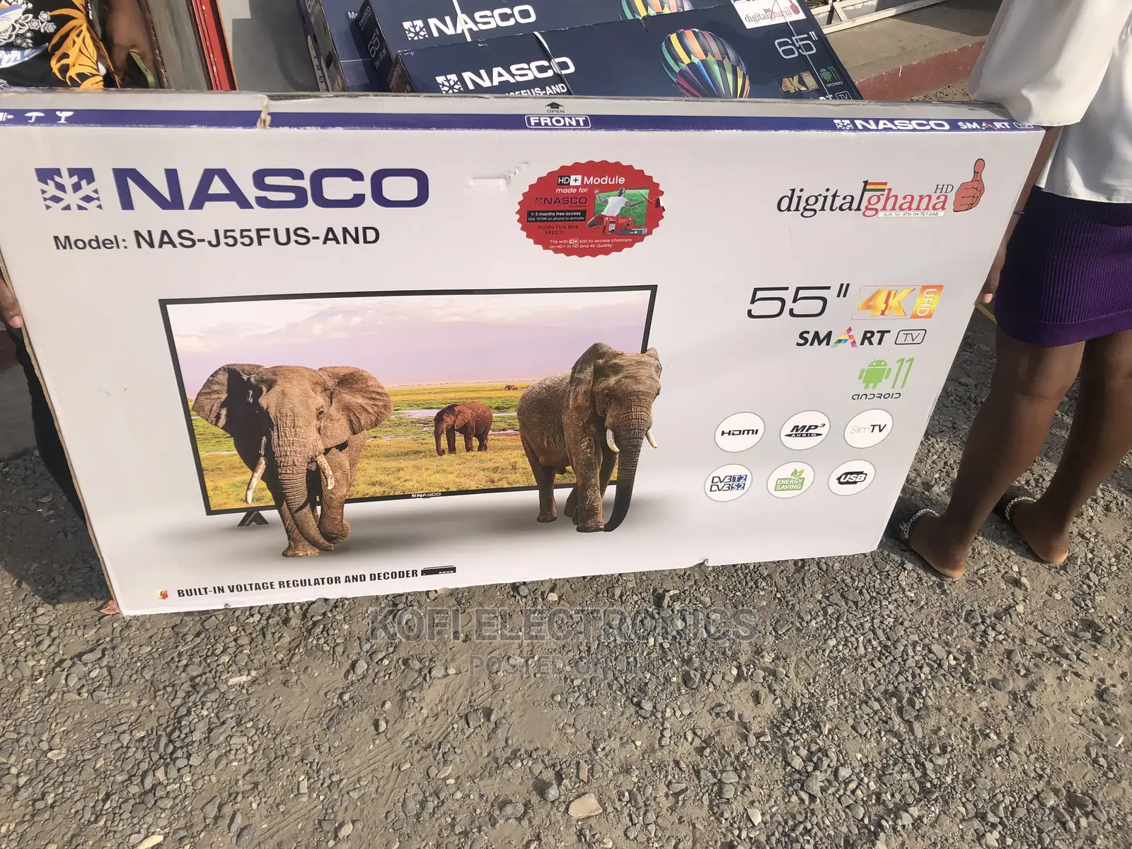 Nasco 55′′ UHD Android Smart Slim Digital Satellite TV