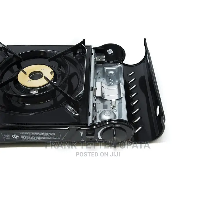 Portable Gas Burner + 2 Gas Refill Cans-Black