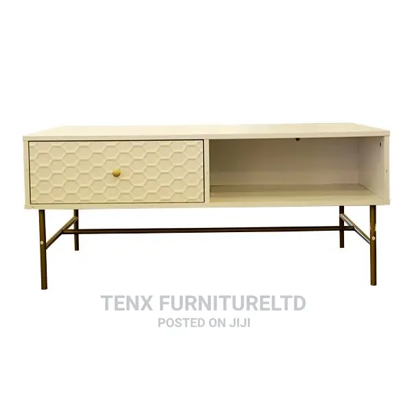 Coffee Table (White and Bronze Color Finish)