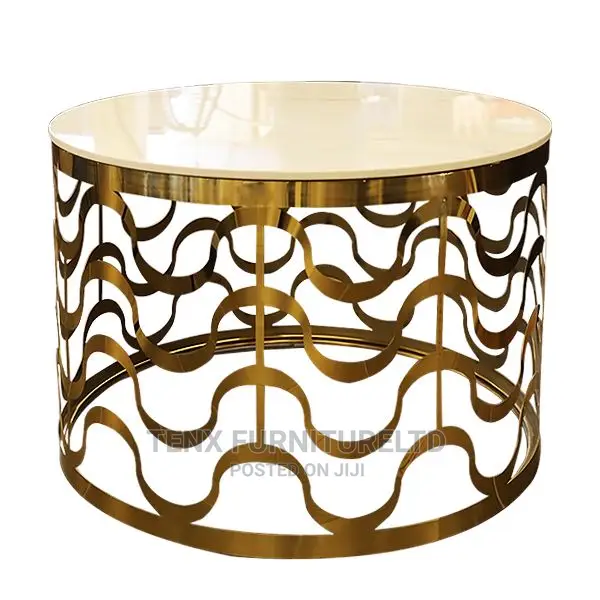 Coffee Table : (Marble Stone) Top White and Gold