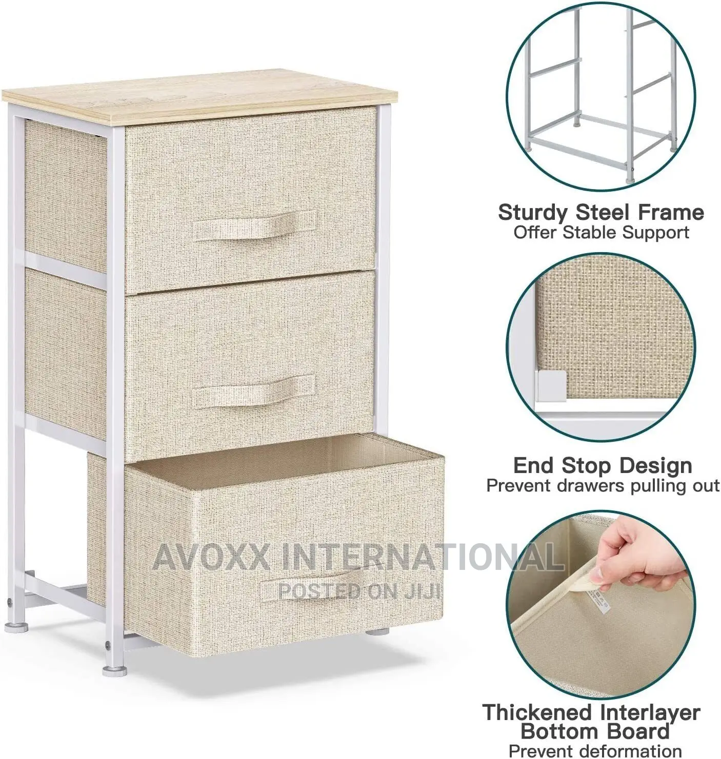 Pipishell 3 Drawer Fabric Dresser Storage Tower
