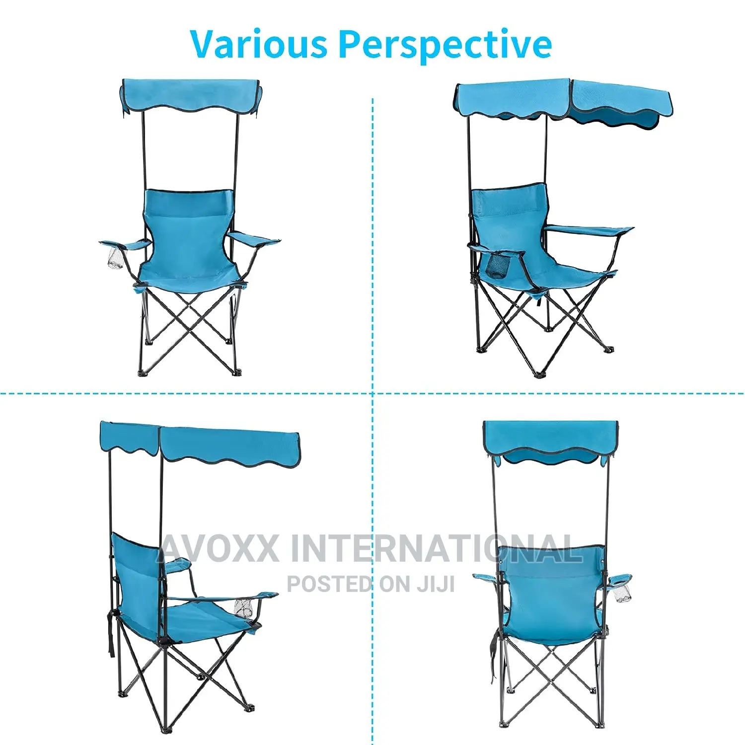 Lamberia Outdoor Camping Chair, Beach Chair W/Canopy Shade