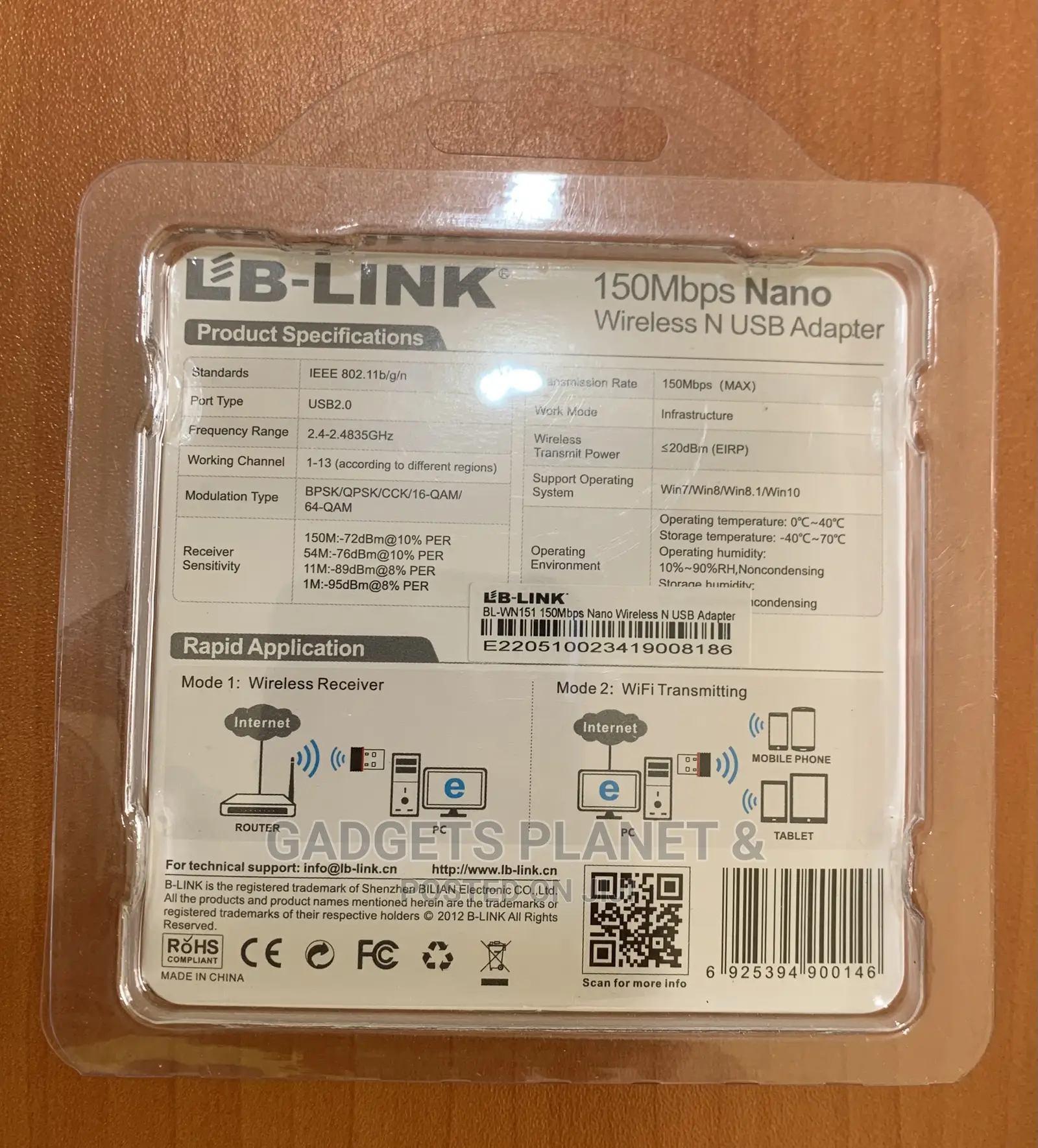 LB-LINK 150mbps Nano Wireless N USB Adapter Model: BL-WN151