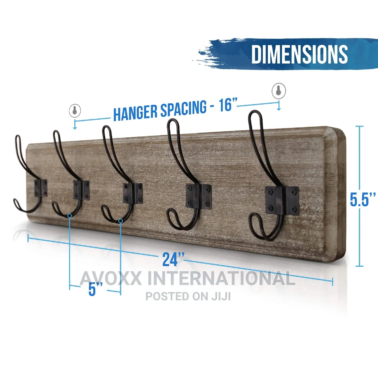 HBCY Rustic Coat Rack W/5 Hooks – Wall Mounted 24"
