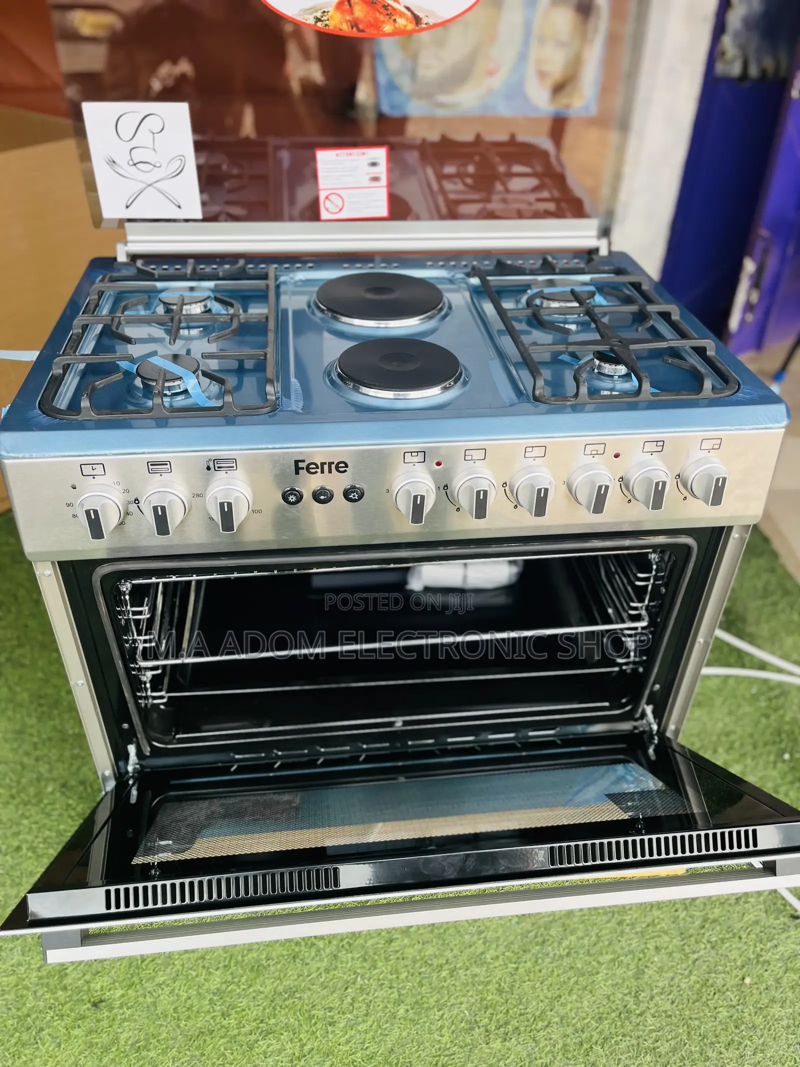 Silver Colour Ferre 6 In1 Gas Electric Cooker Oven Gril
