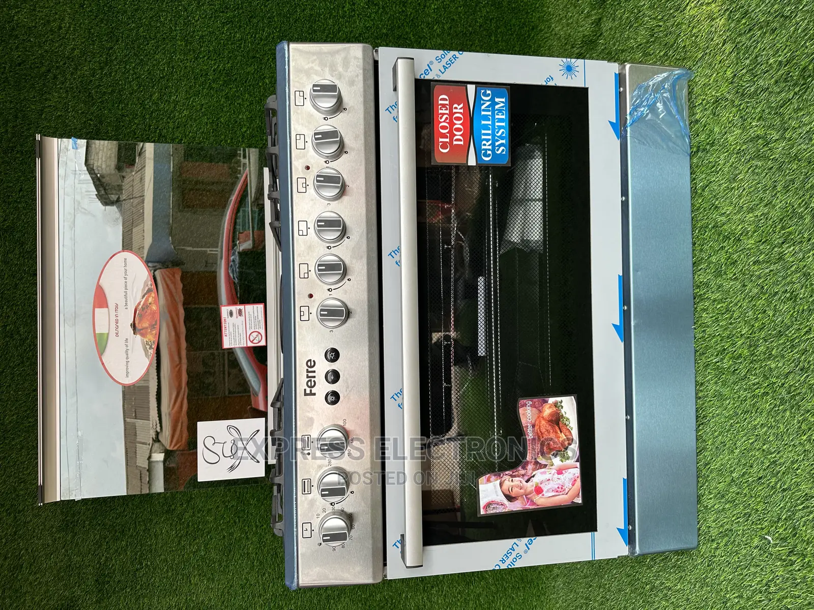 Inox Gray Ferre 5burner Gas Stove Cooker Oven Grill