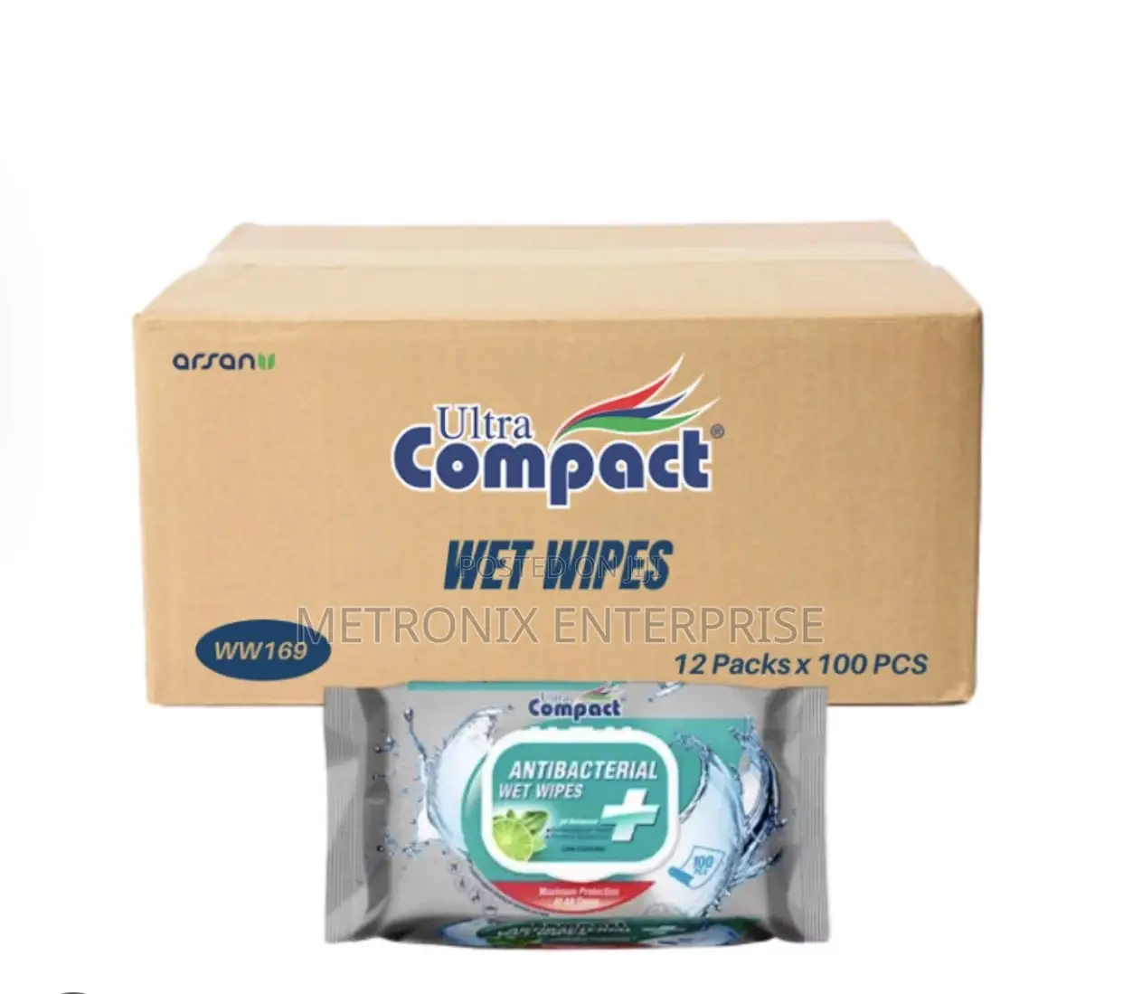 Ultra Compact Antibacterial Wipes,12packs/100sheets
