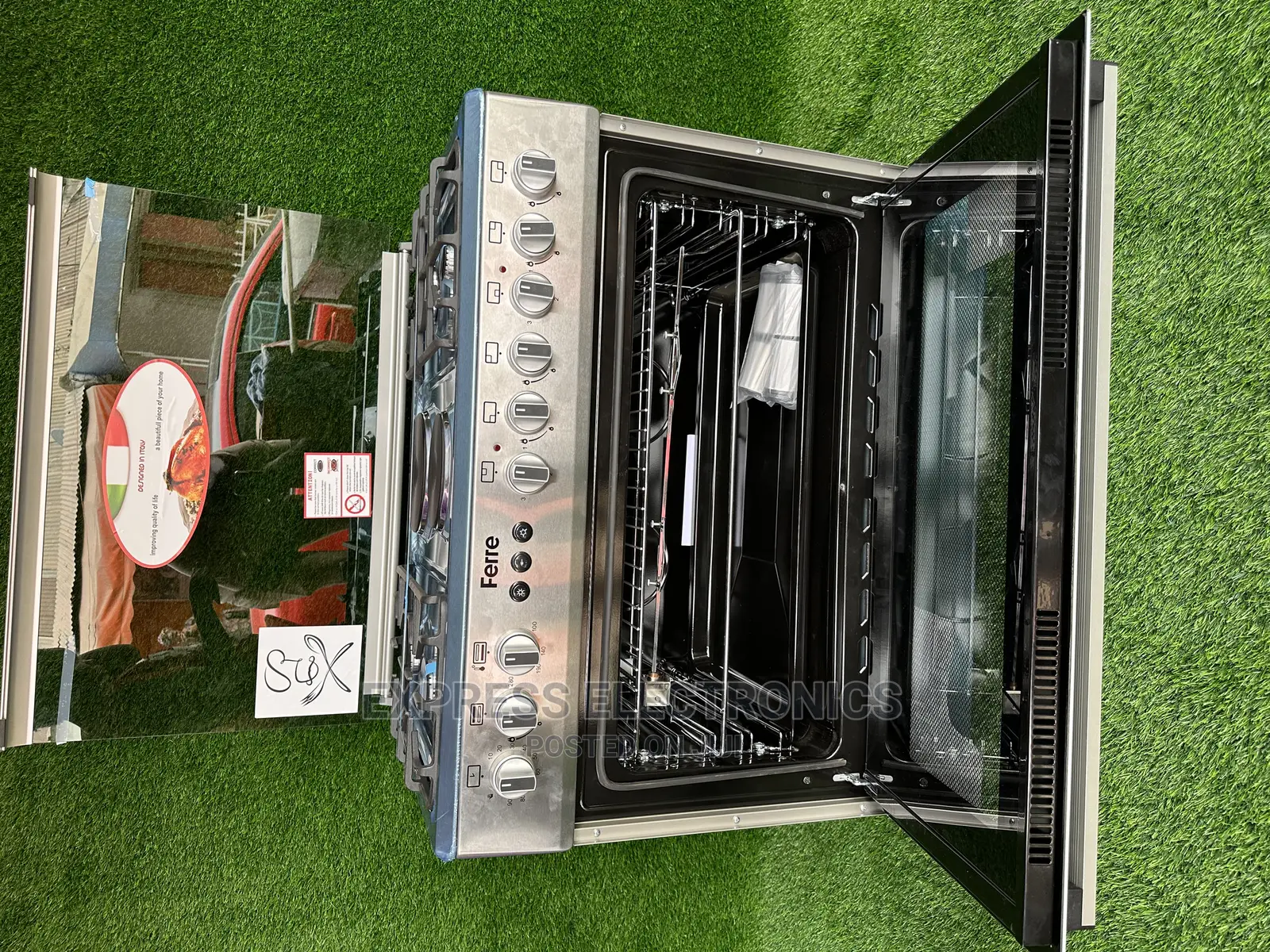 *Inox Grey*Ferre 5burner Gas Stove Cooker Oven Grill