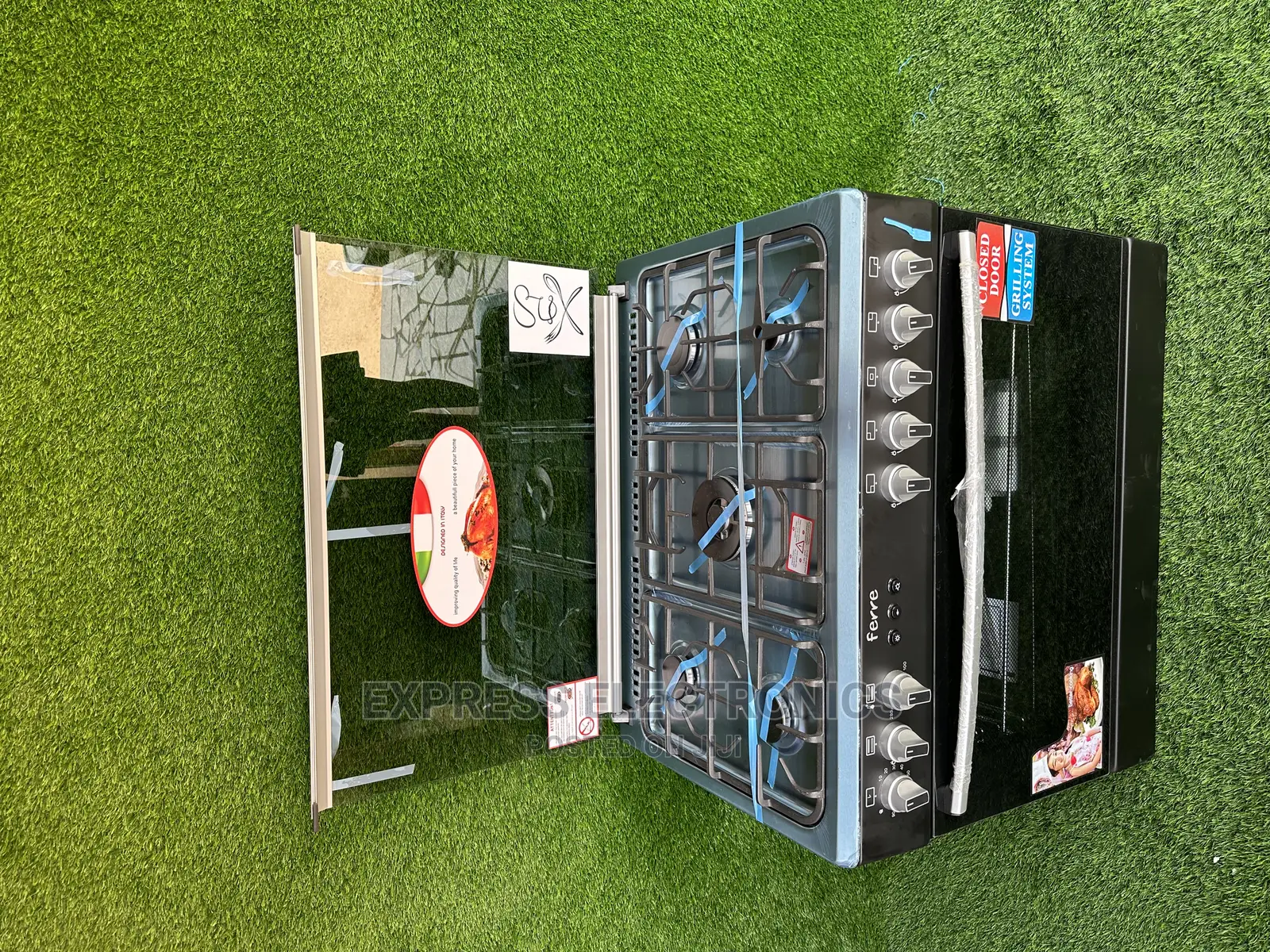 All Gas Ferre Gas Stove Cooker 5burner Black Grill Oven