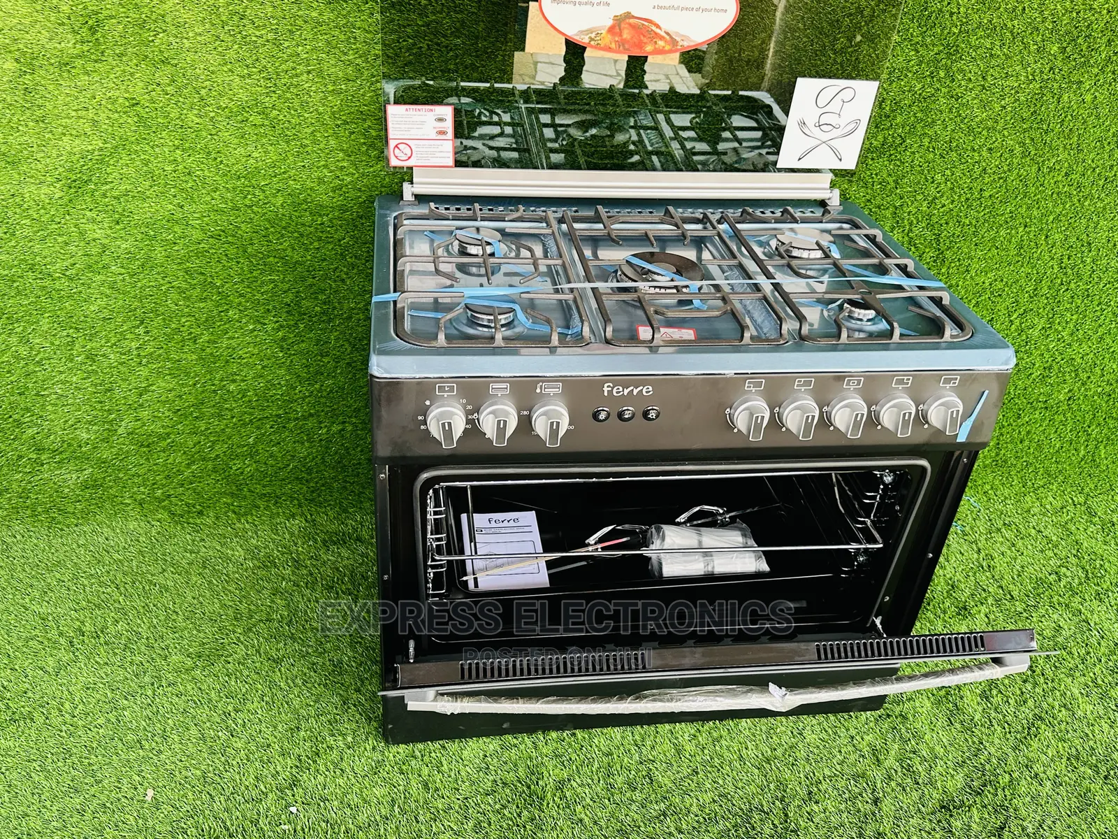 Turkey Made 5burner (Black) Ferre Top Cooker Stove Oven
