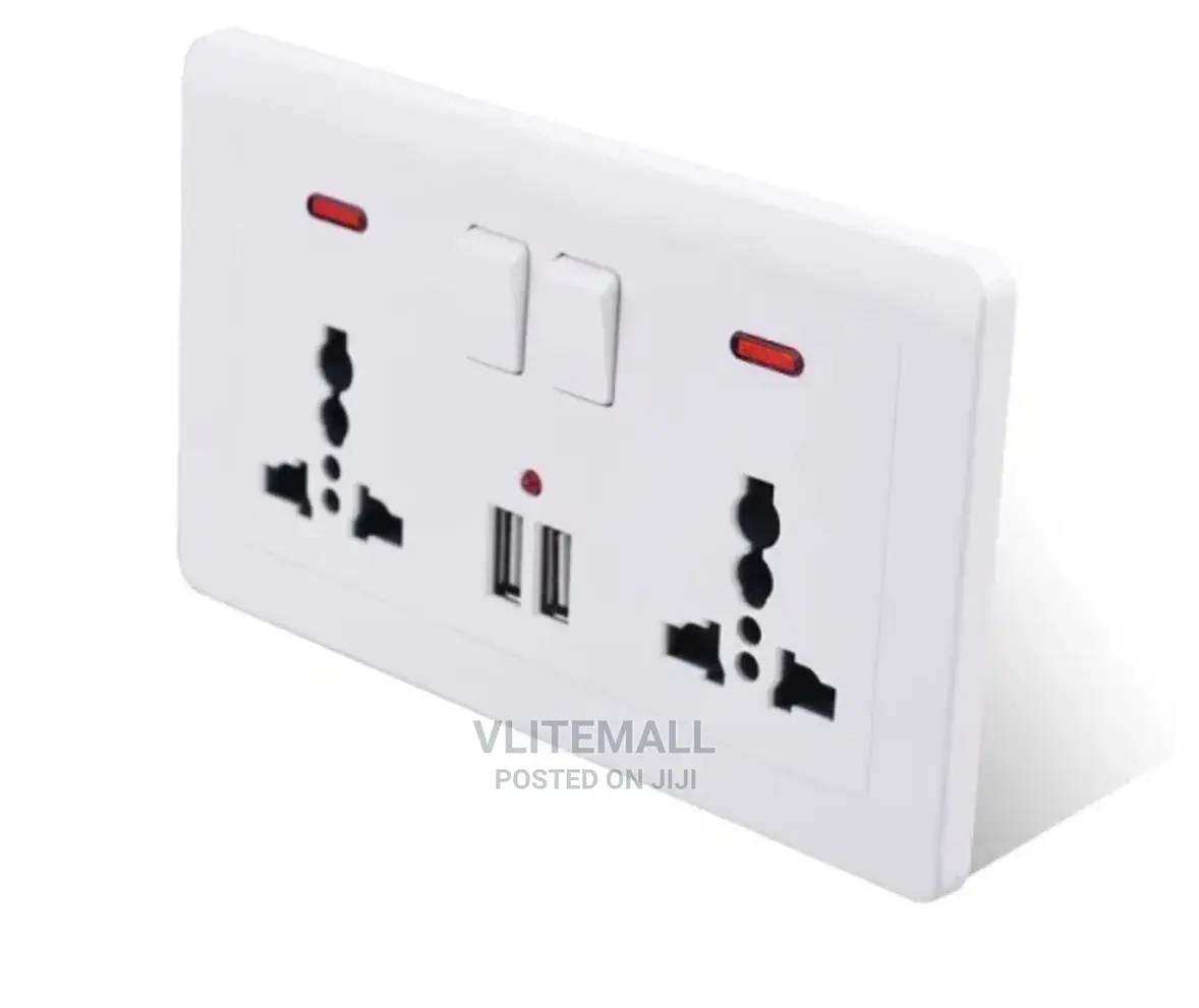 Dyeson Double Universal Socket With 2-usb Neon Indicator