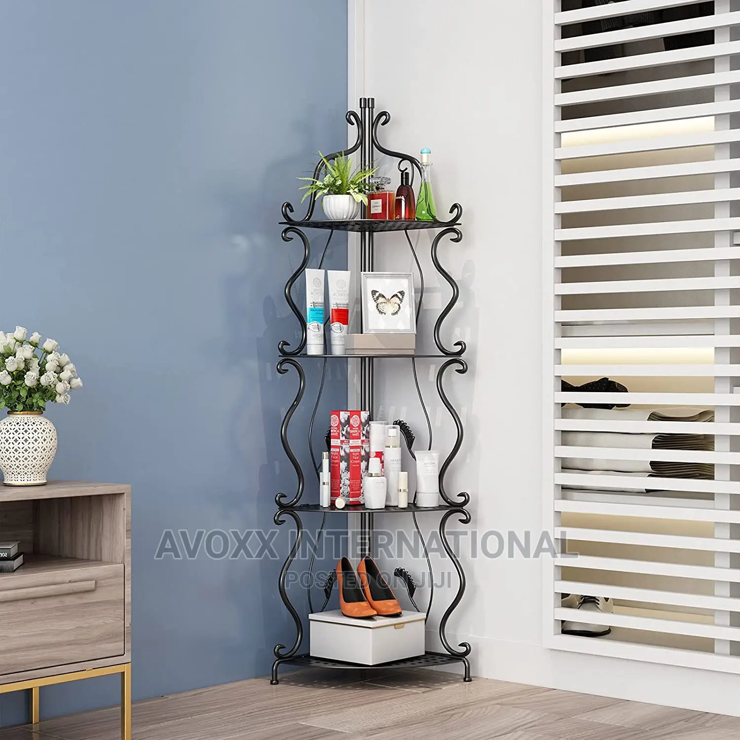 CNNINGYI Display Shelf,Tall Matel Corner Shelf Stand,4 Tier