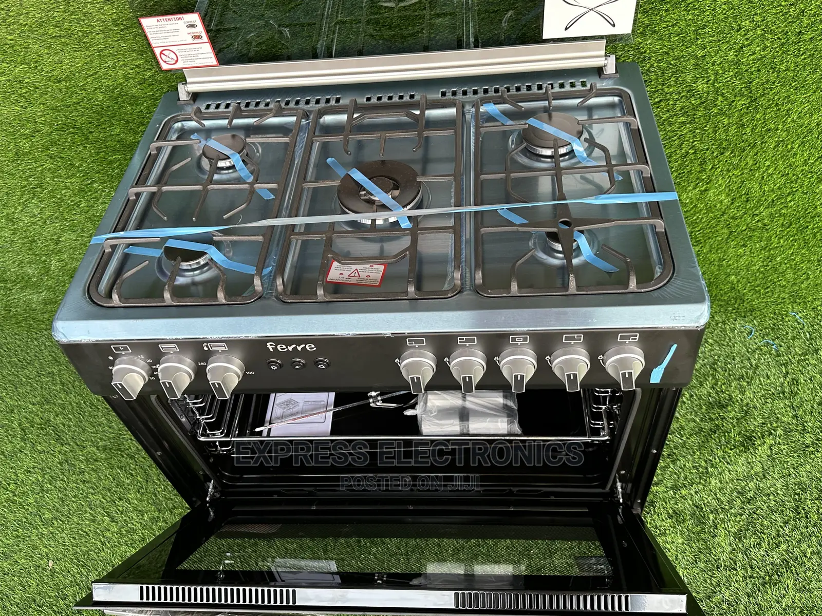 Black Inox Ferre 5burner Gas Stove Cooker Grill Oven