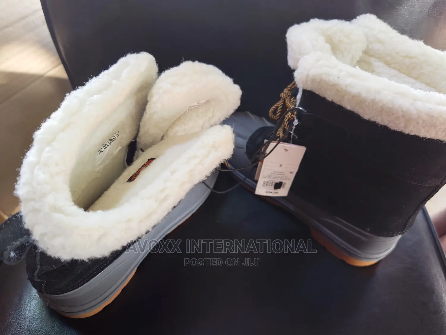 Boys Boots Black Suede Faux Sheep Fur Size 38 Cat Jack