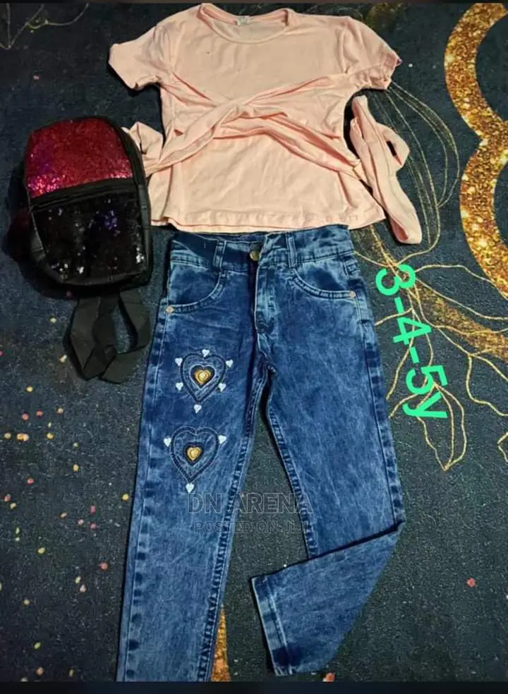 Kids Jeans Trousers With T Shirt