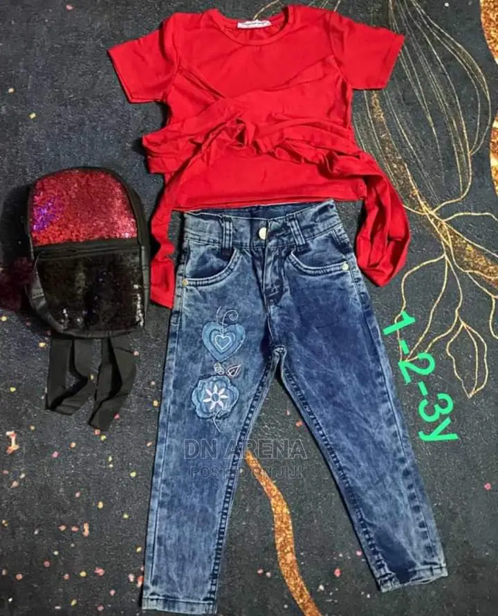 Kids Jeans Trousers With T Shirt