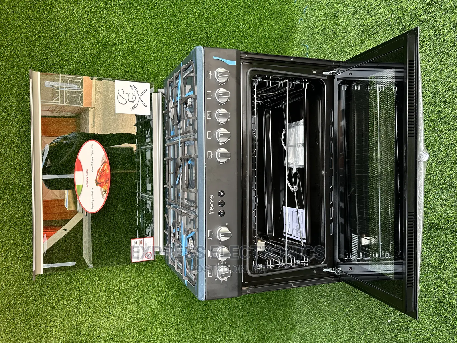 Turbo Fan Inox 5burner Stove Oven Grill Cooker Ferre