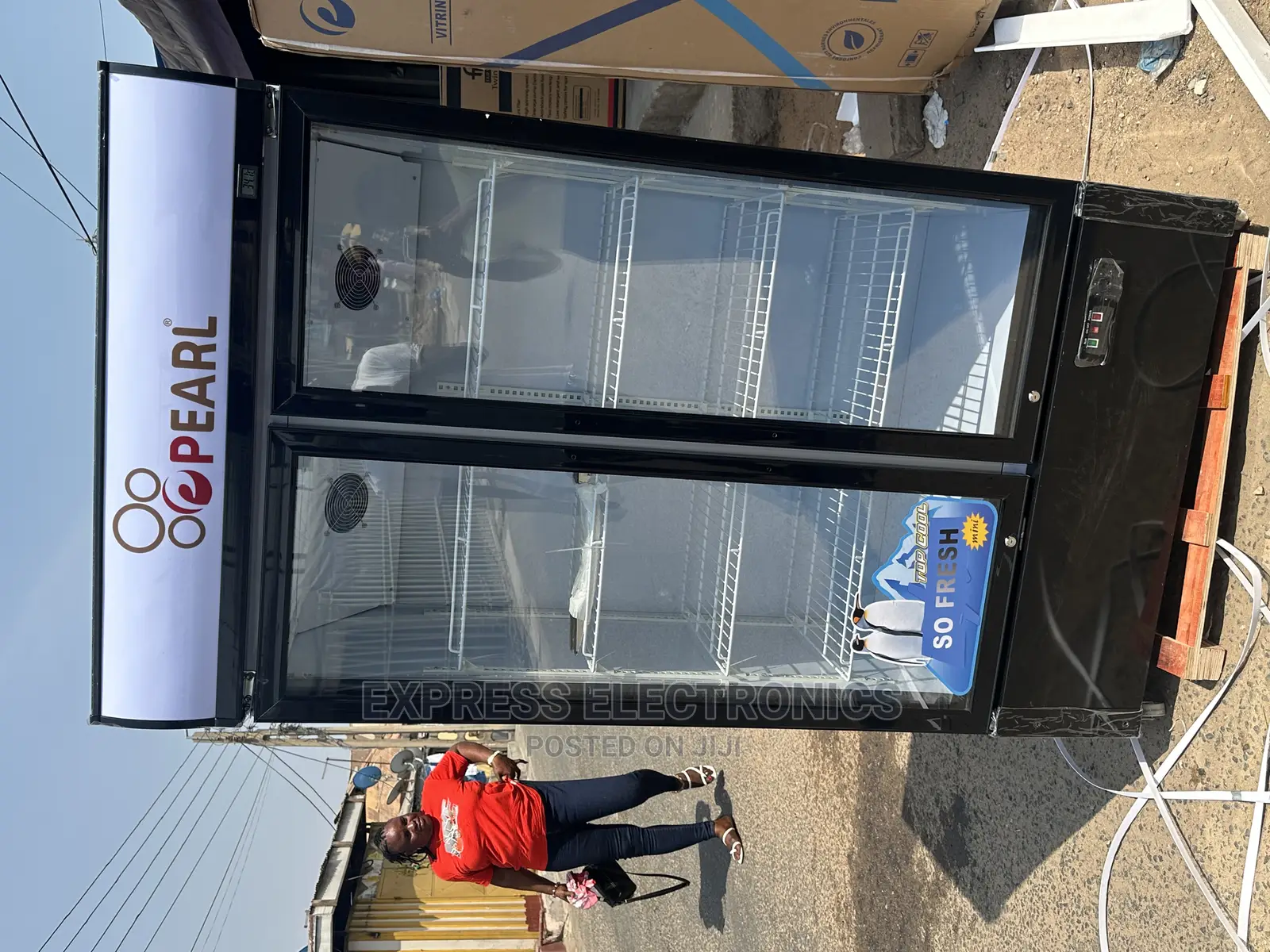 Vertical Showcase 2door PVC-74 ,568 L Sleek Design Pearl
