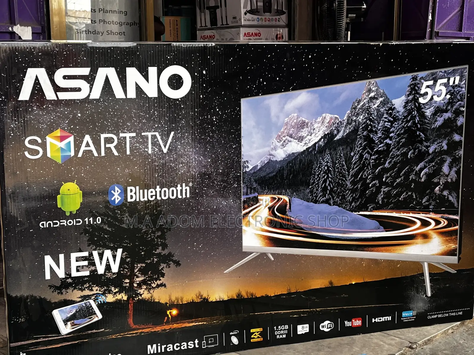 Asano 55” Smart Android 11.1 Frameless Icast Netflix Led Tv