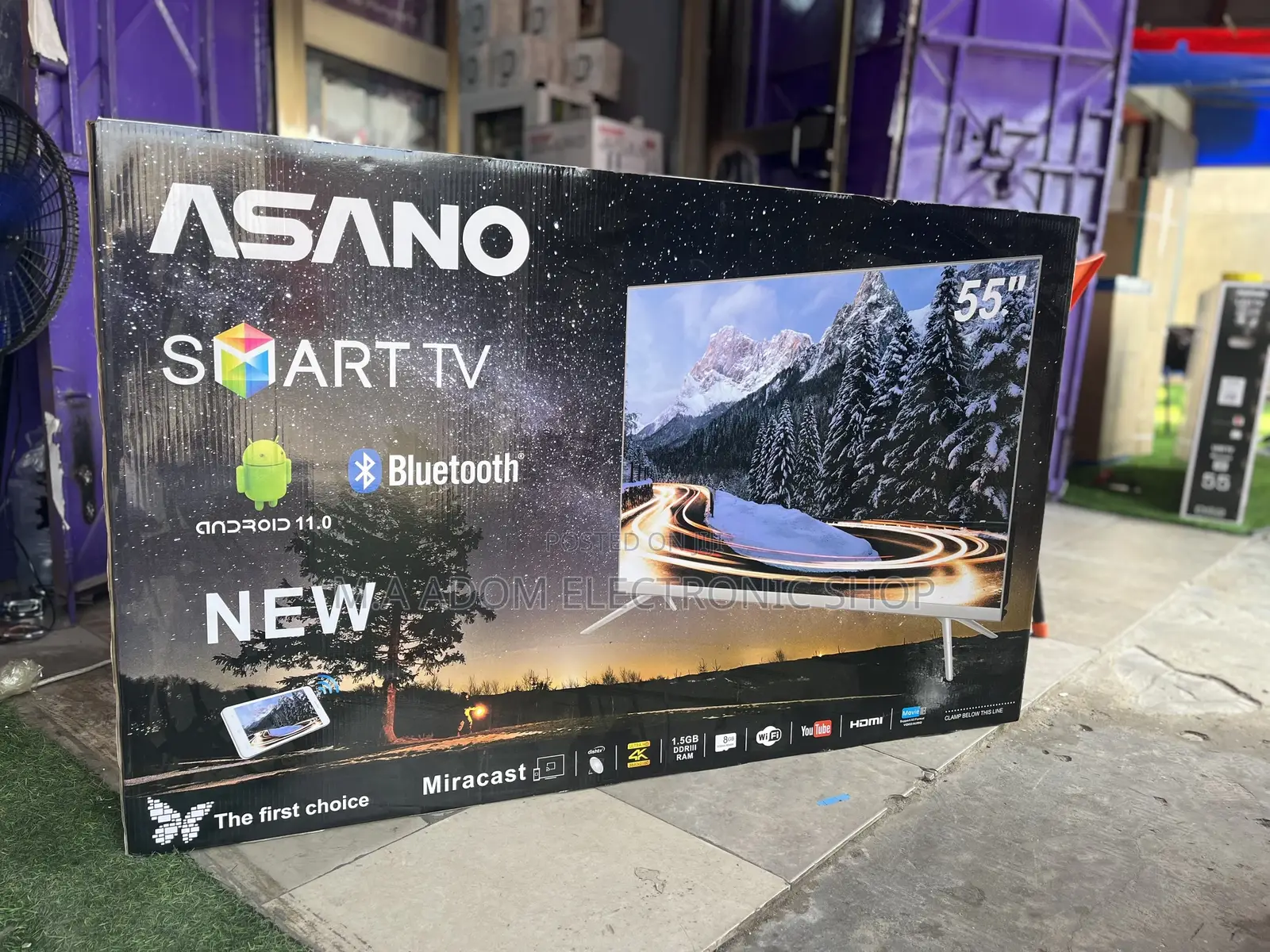 Asano 55” Smart Android 11.1 Frameless Icast Netflix Led Tv