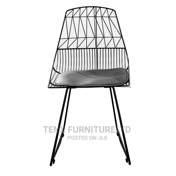 Chair Metal With Black Pu Leather Seater