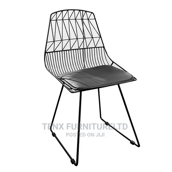 Chair Metal With Black Pu Leather Seater
