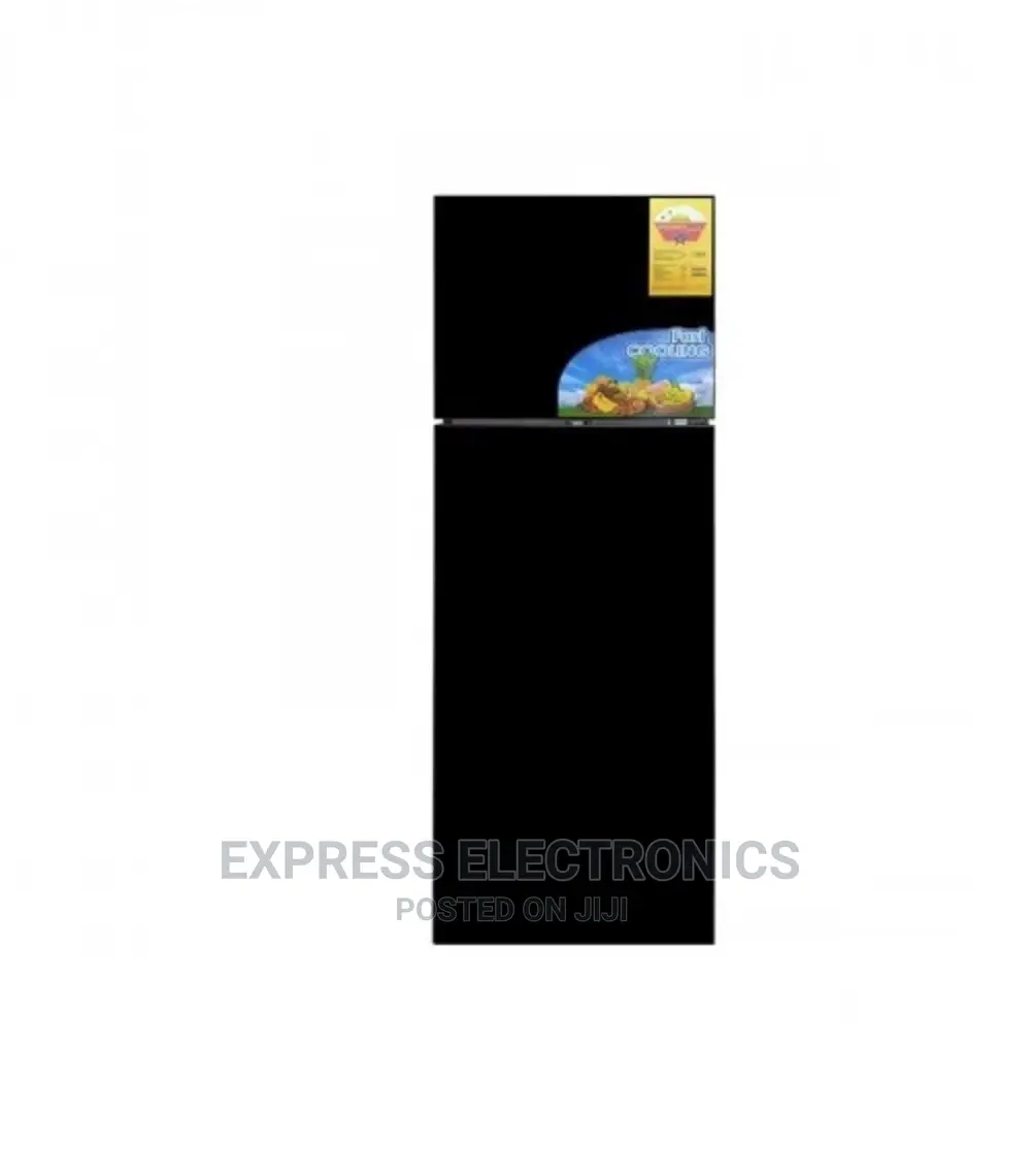 Pearl 420l Top Freezer Refrigerator Black Glass Door PF-55BG