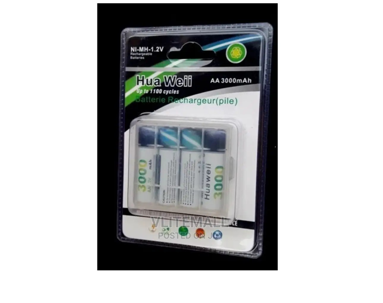 Hua Weii 4 Rechargeable AA Batteries - 3000mah