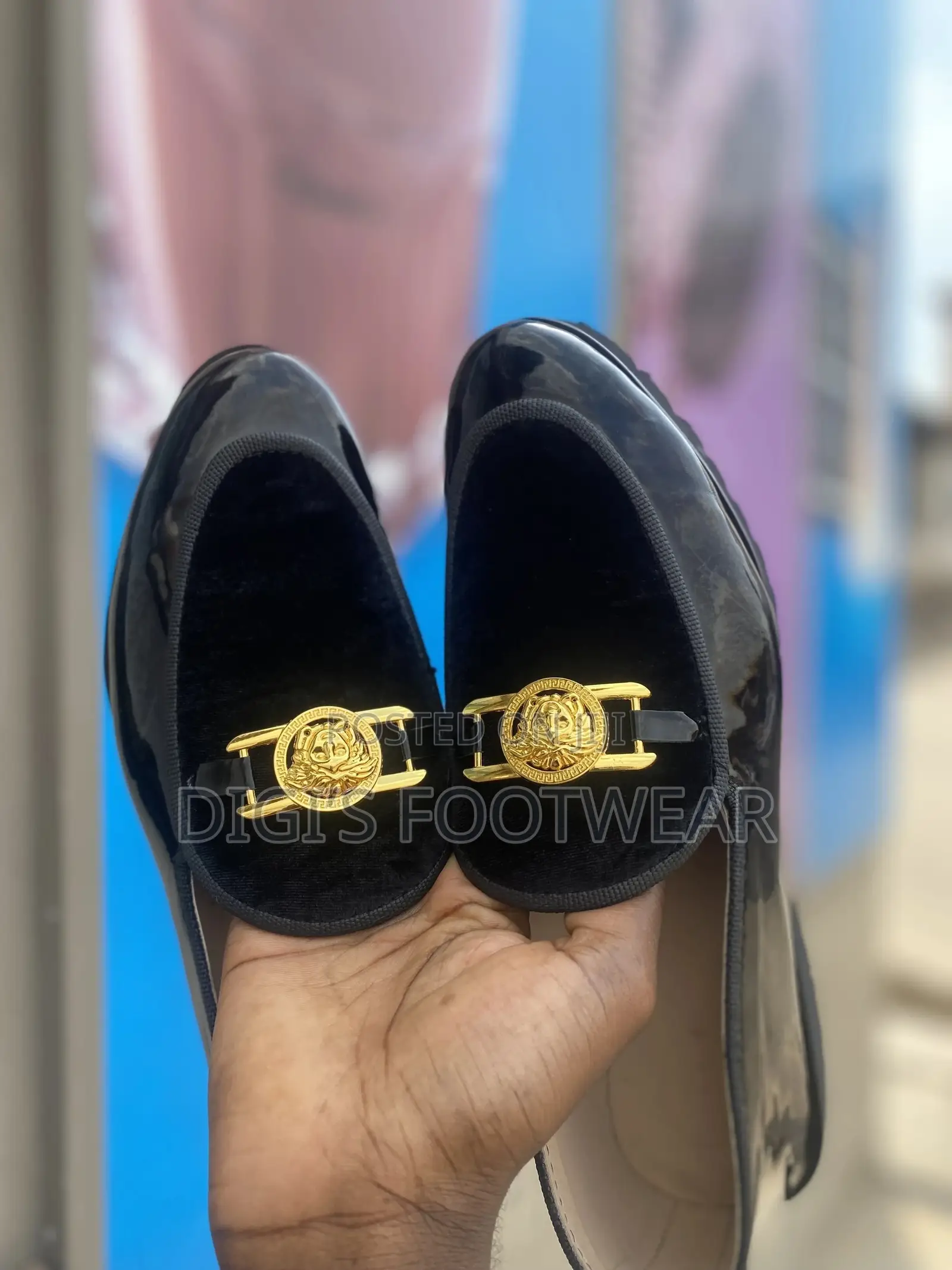 Black Silk and Suede Versace Shoe
