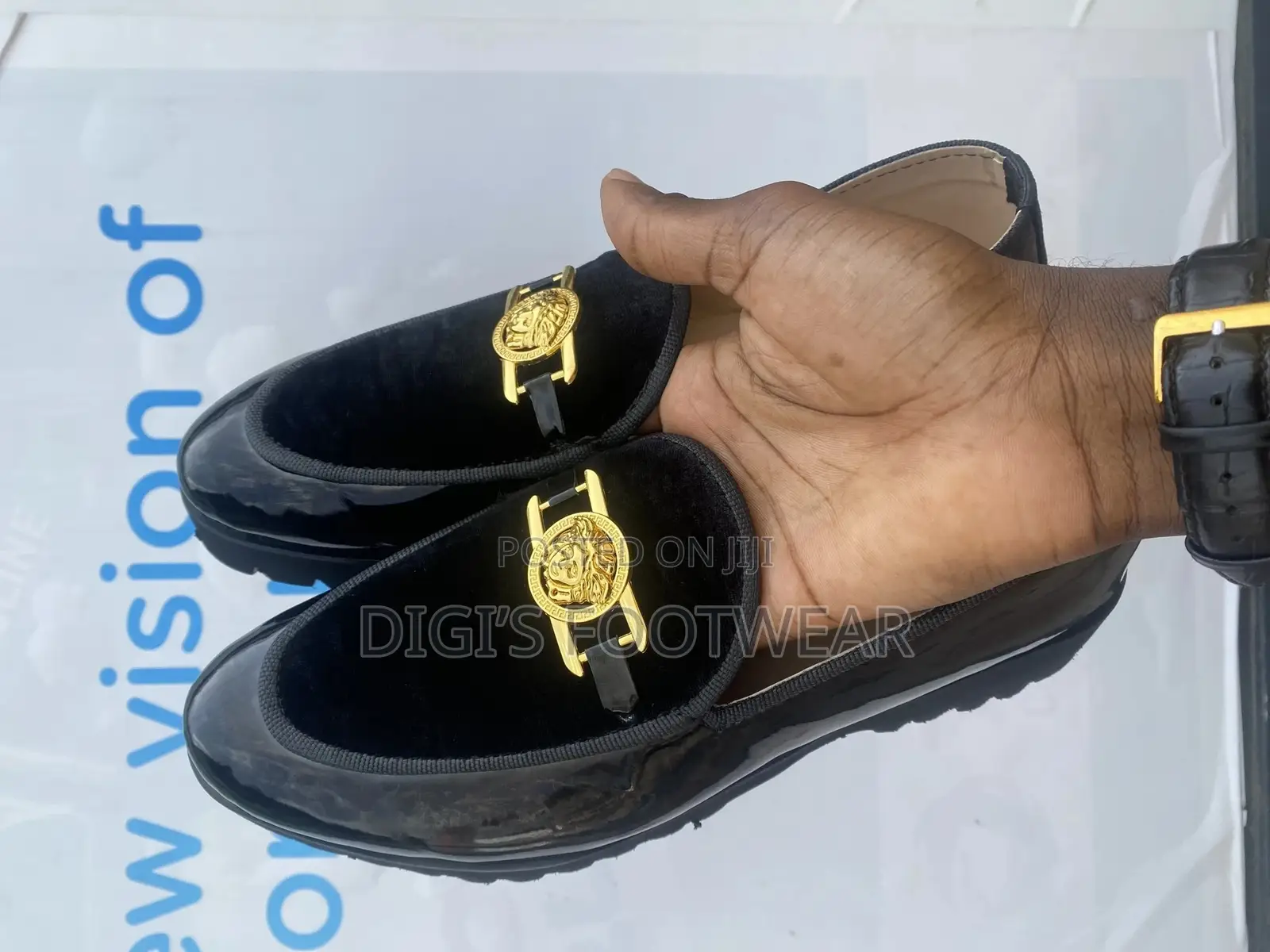 Black Silk and Suede Versace Shoe