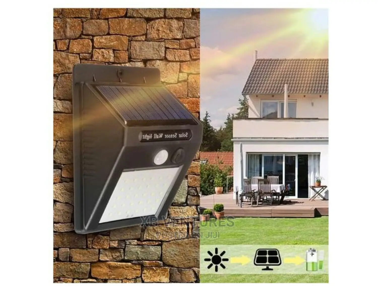 LED Solar Powered Wall Light Sensor Outdoor Security Lamp