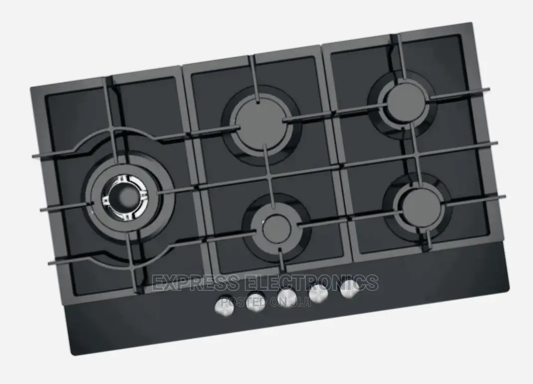 5 Burners Sabaf Burners Black Tempered Glass Midea 90G50ME
