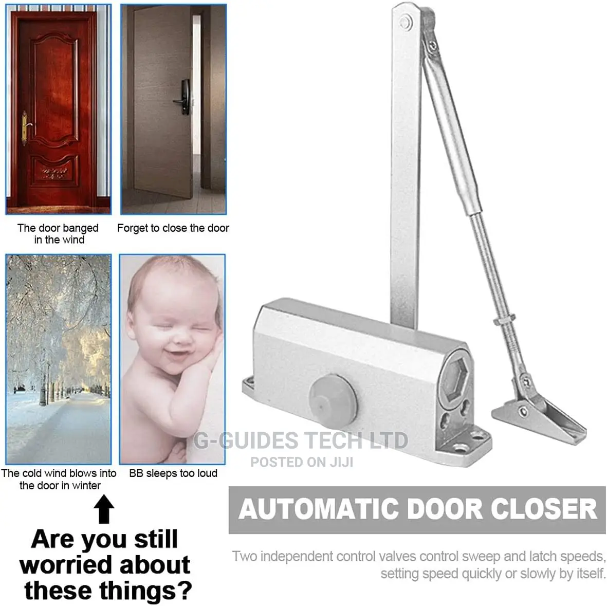 GETUME 85kg Door Closer - Sliver