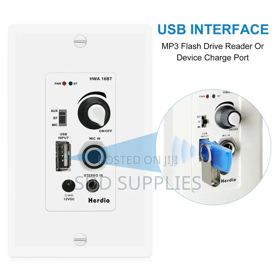 Herdio In-Wall Bluetooth Amplifier for Smart Home