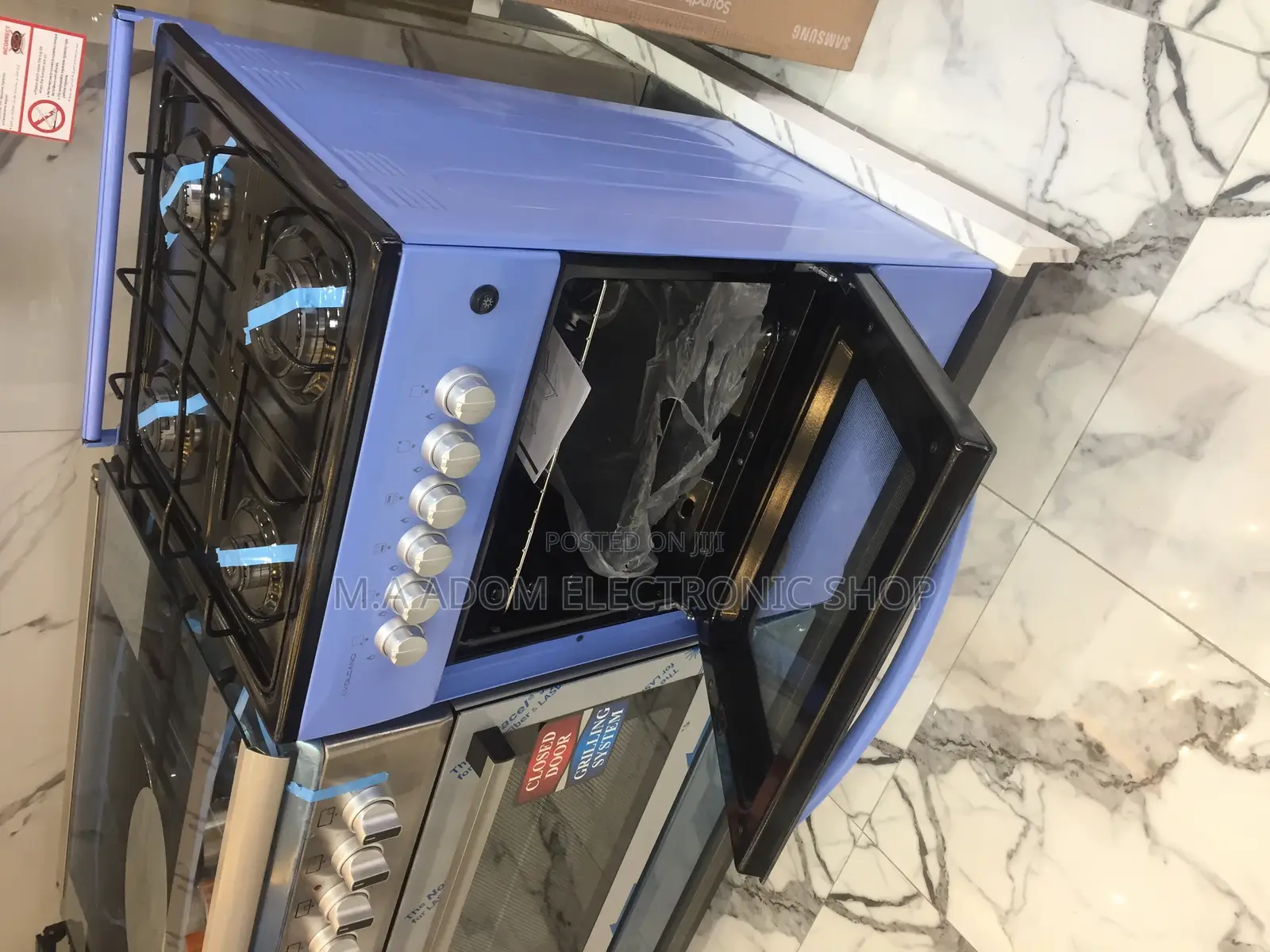 4 Gas Burner Oven Grill Blue 50x50