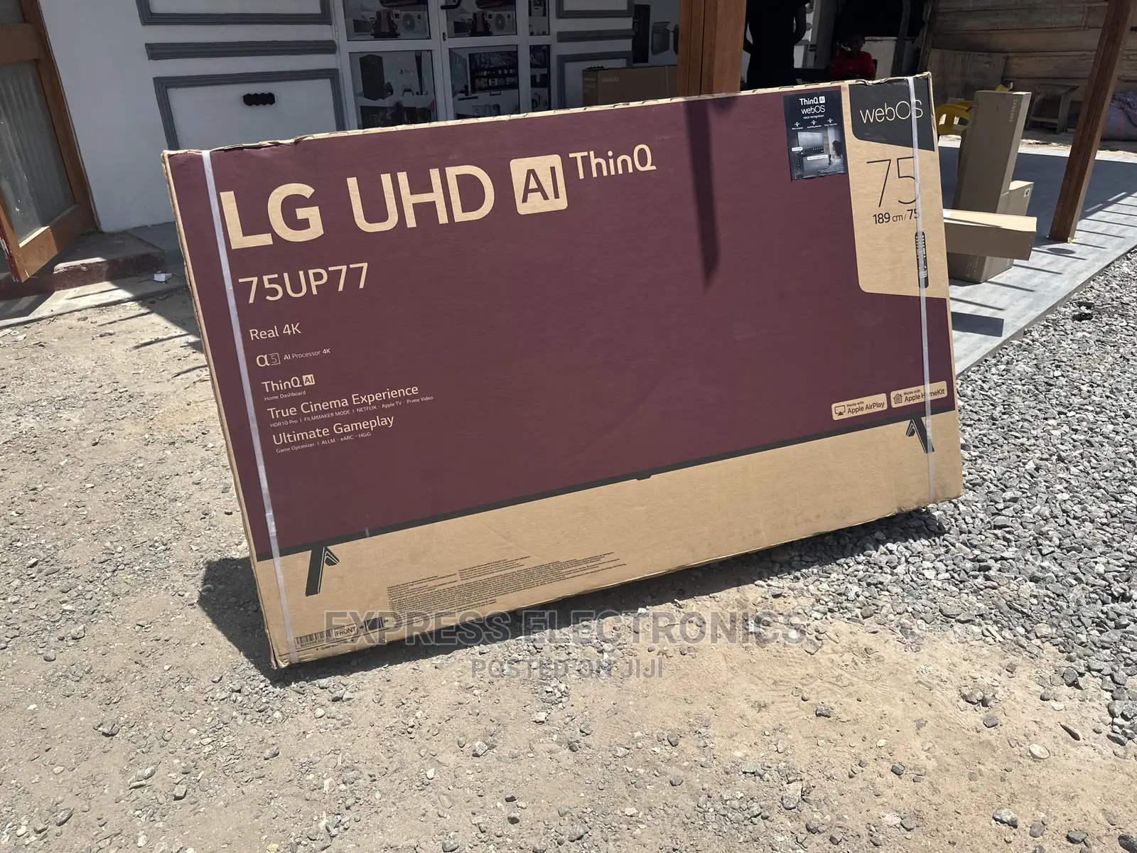 Elegant/Compact Design Black UHD LG 75”Up77 +Home Theater