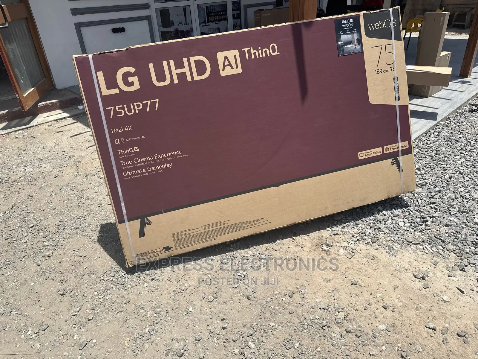 Elegant/Compact Design Black UHD LG 75”Up77 +Home Theater