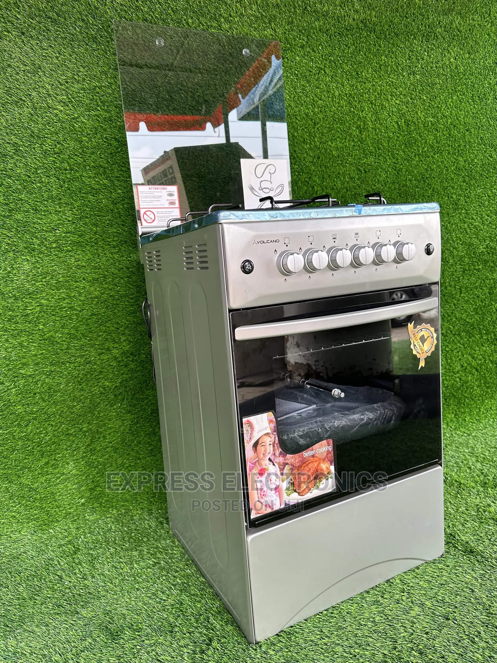 Kitchen Range Inox Grey Oven Grill Volcano 4burner Stove