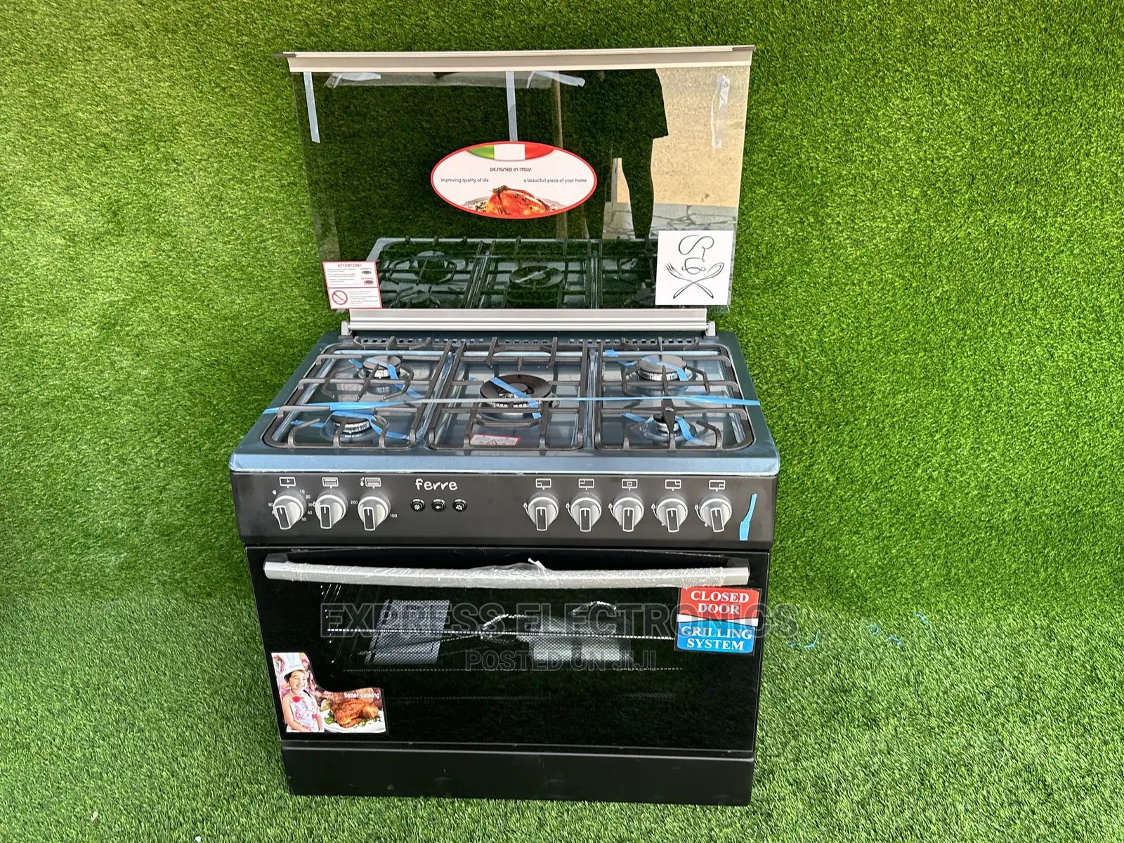 Blast  Ferre 5burner Stove Rotisserie Grill Cooker Black