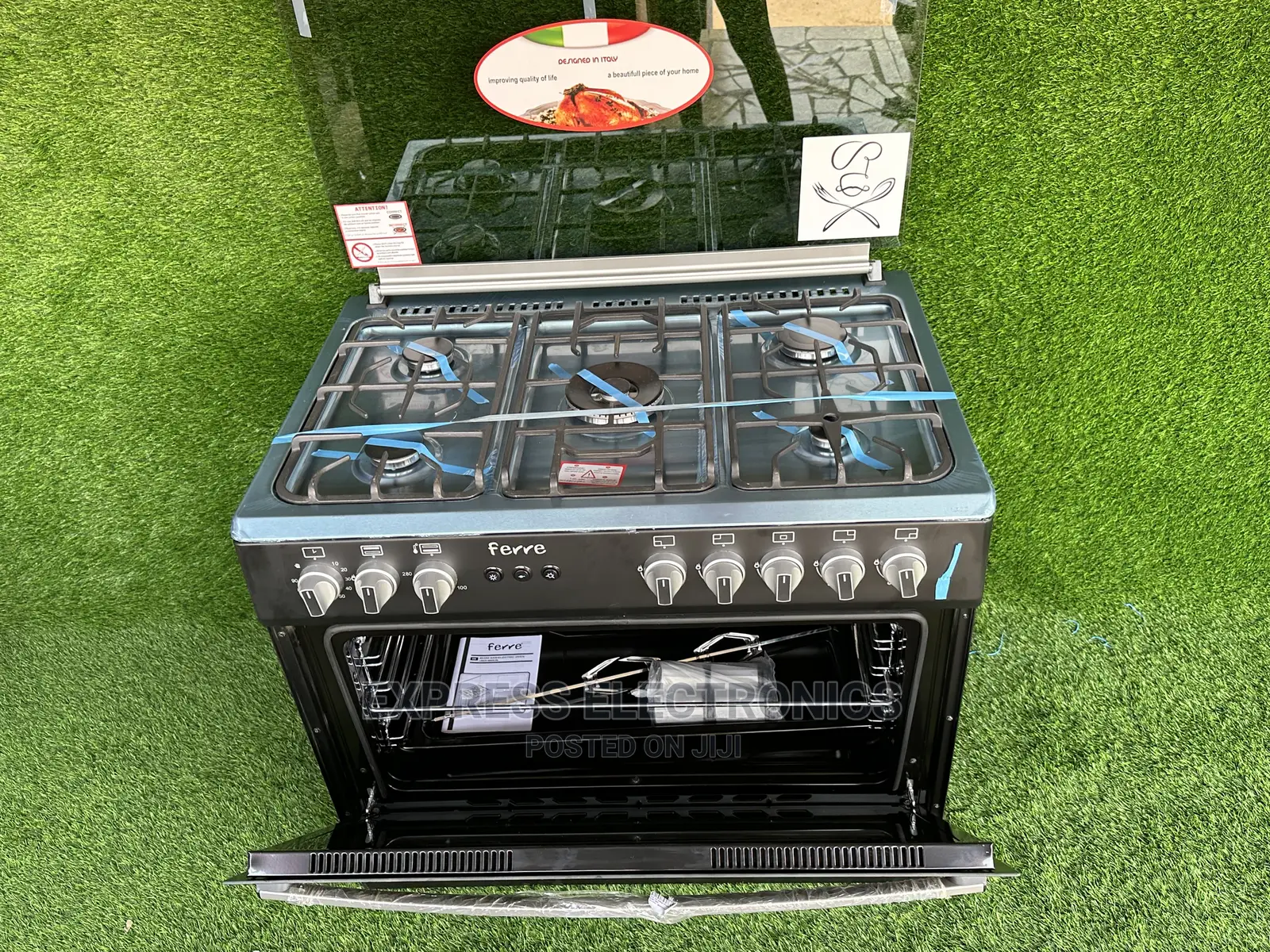 Kitchen Range 5b All Gas Black Stove Oven Cooker