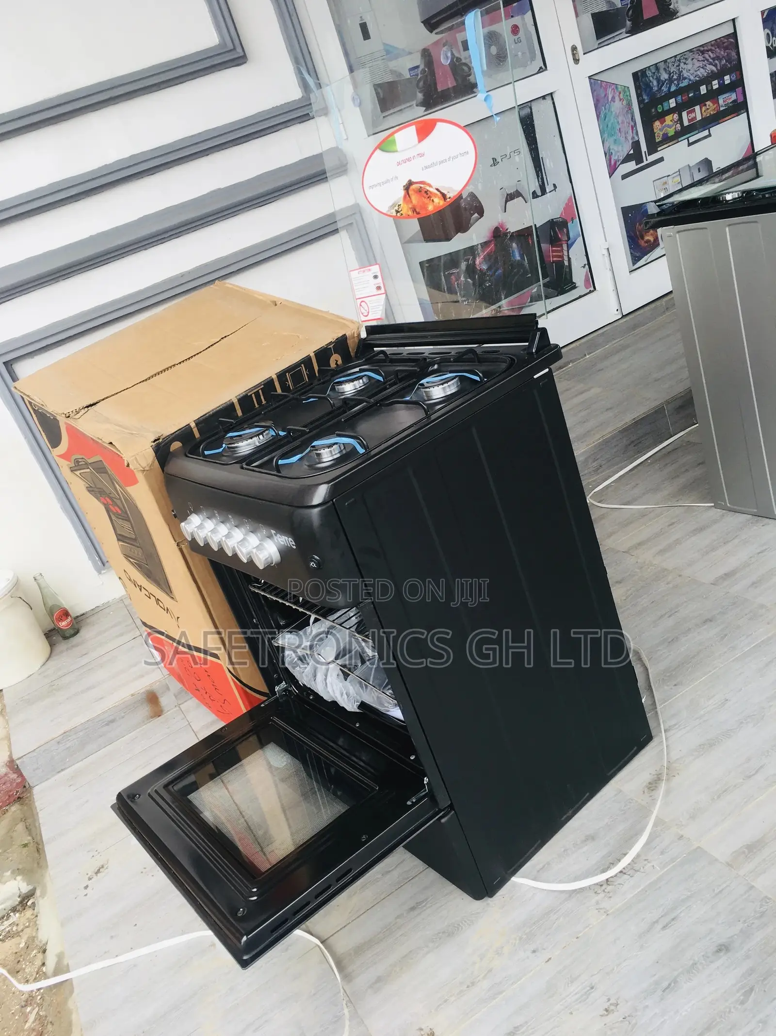 4 Burner Gas Cooker 50×50 Oven and Grill Ferre Black