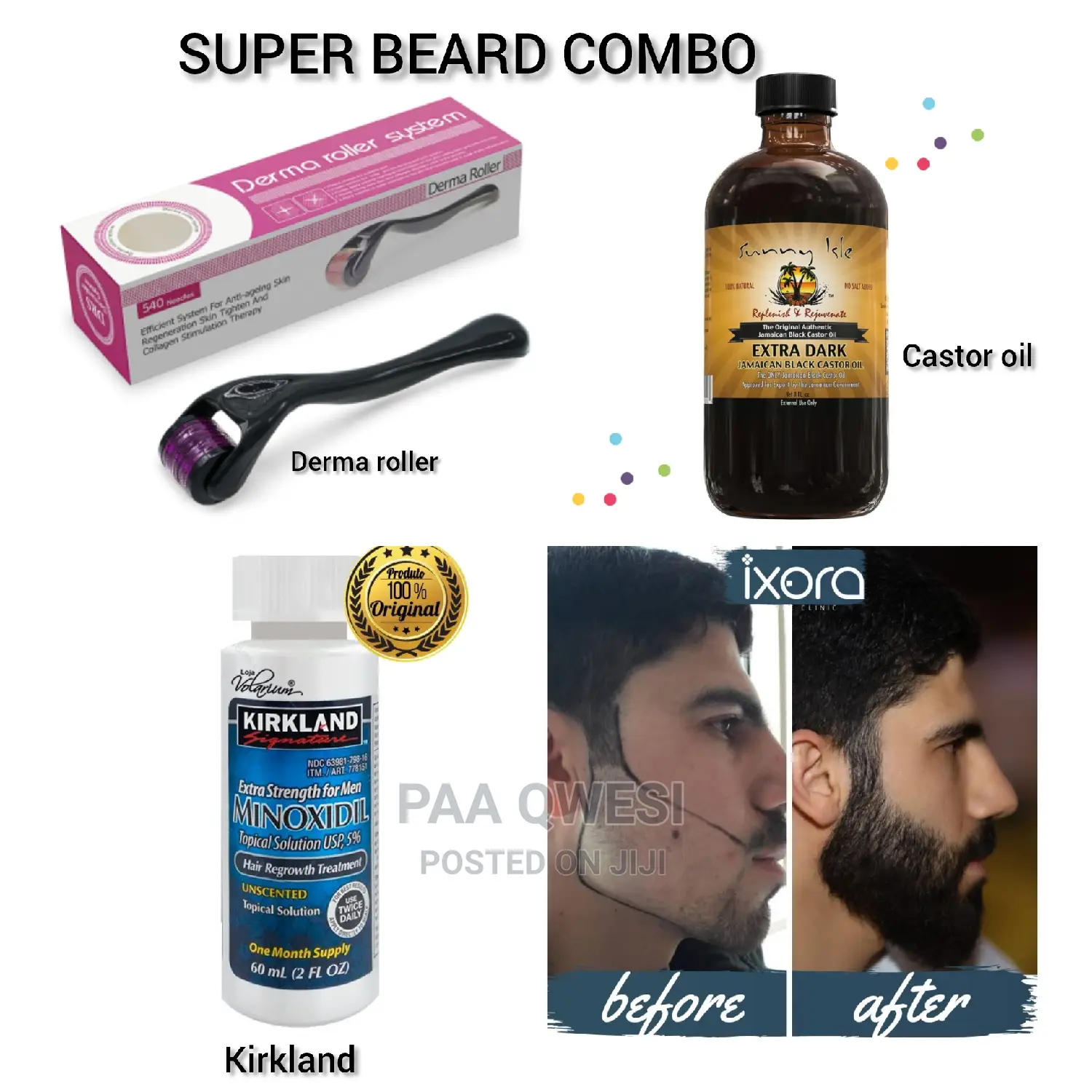 Kirkland Castor Oil Derma Roller ( Best Combo)