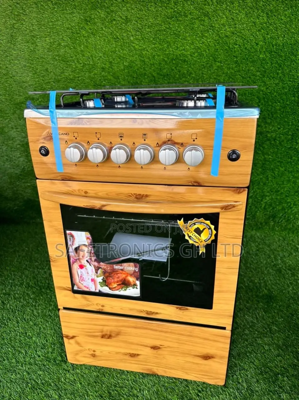 Light Wooden 4 Burner Gas Oven With Grill