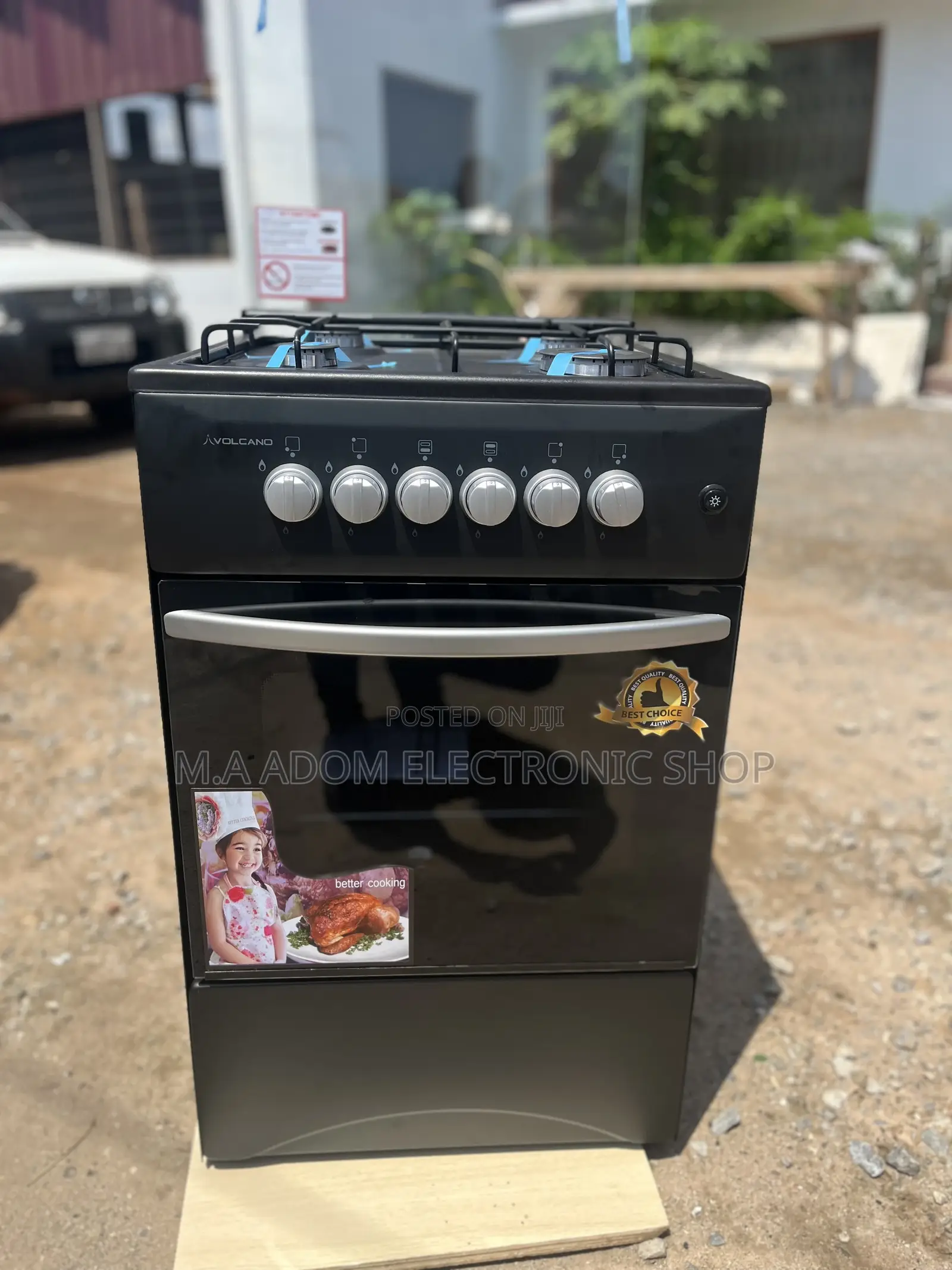 Black Color Kitchen Furnace 4 Burners With Oven