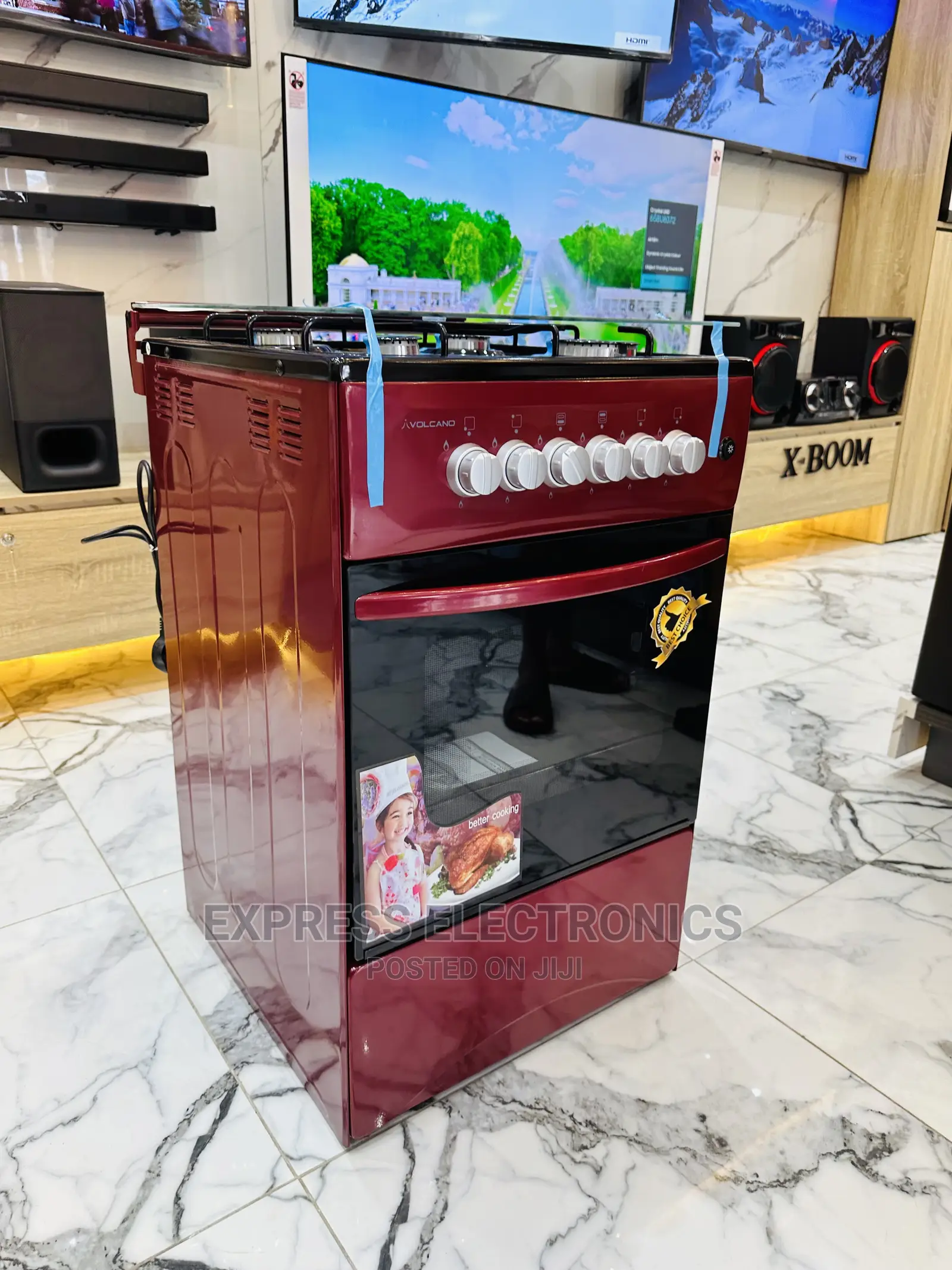 Red Color Nice  Design 4burner Stove Gas Cooker Oven