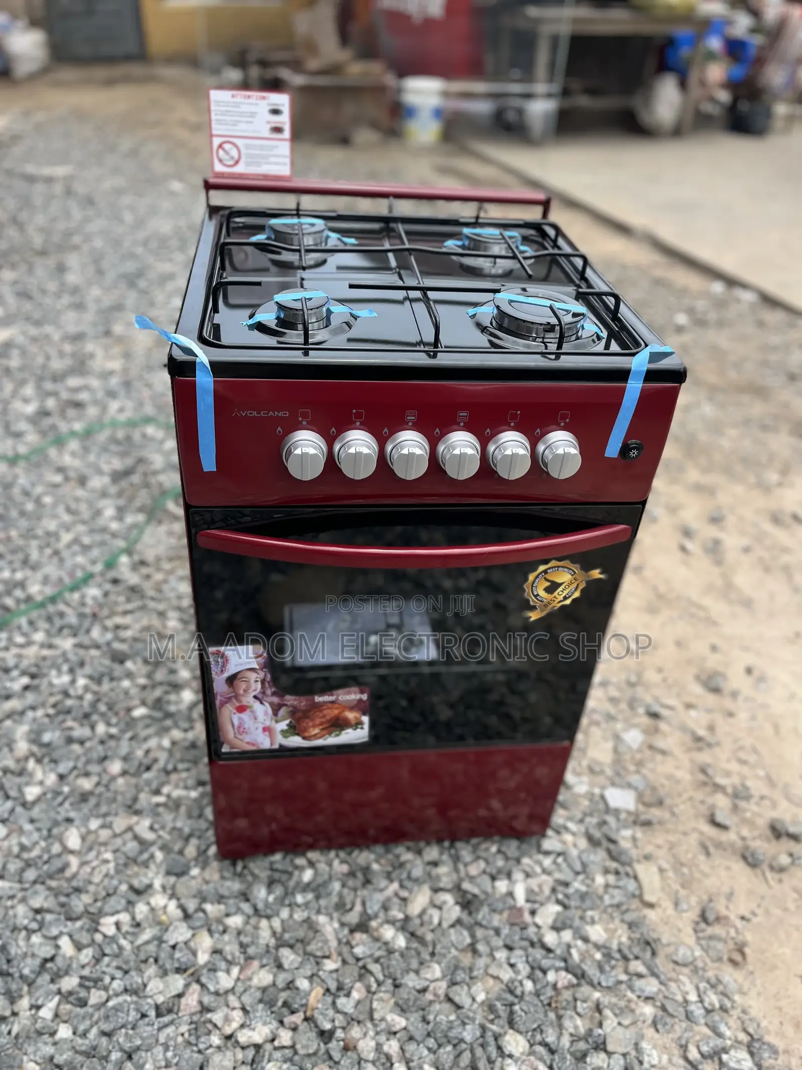 Wine Colour Volcano 4 Burner Gas Cooker